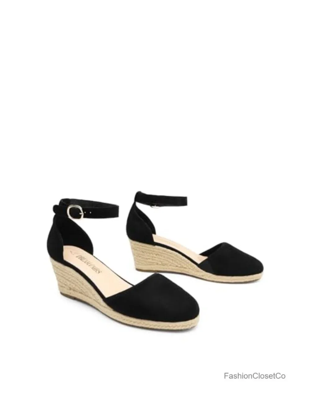 Women's Espadrilles Closed Toe Ankle Strap Dressy Platform Wedge Sandals Faux